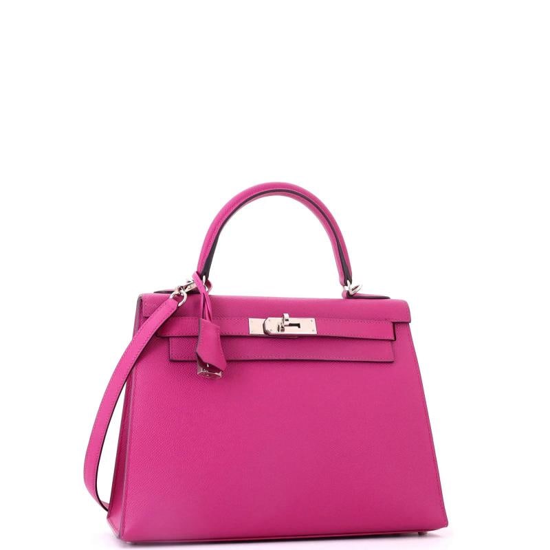 Hermes Kelly Handbag Pink Epsom with Palladium Hardware 28 - 3
