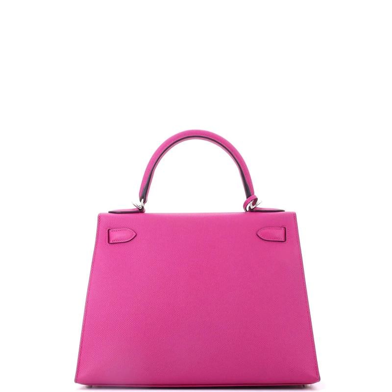Hermes Kelly Handbag Pink Epsom with Palladium Hardware 28 - 4