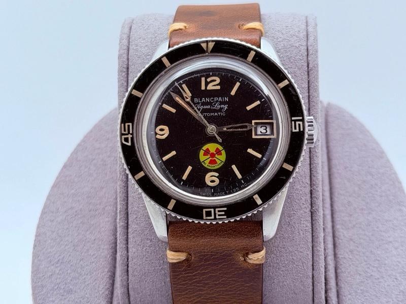 Vintage Blancpain Fifty Fathoms Aqua Lung No Radiation Bakelite Bezel Steel - 4