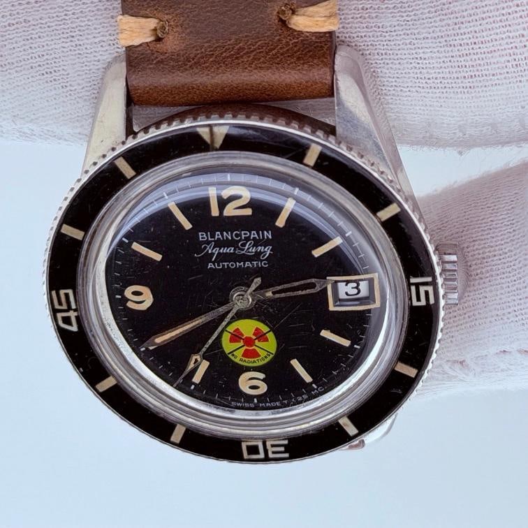 Vintage Blancpain Fifty Fathoms Aqua Lung No Radiation Bakelite Bezel Steel - 5