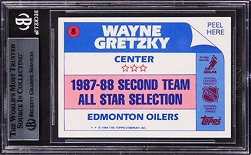 Wayne Gretzky Signed 1987 Topps Sticker Inserts #8 (Beckett) - 2
