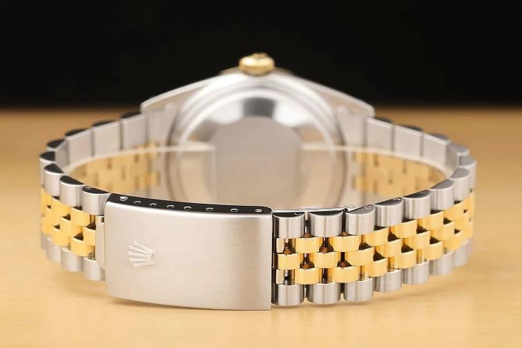ROLEX MENS DATEJUST 16013 BLACK DIAL 18K YELLOW GOLD STAINLESS STEEL WATCH - 6