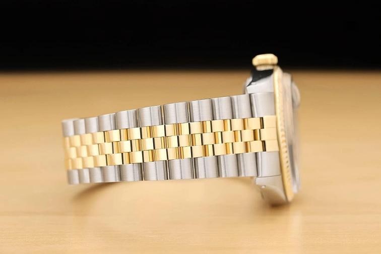 ROLEX MENS DATEJUST 16013 BLACK DIAL 18K YELLOW GOLD STAINLESS STEEL WATCH - 8
