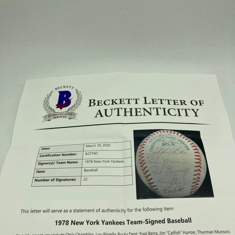 1978 New York Yankees World Series Champs Team Signed Baseball Munson Beckett - 10