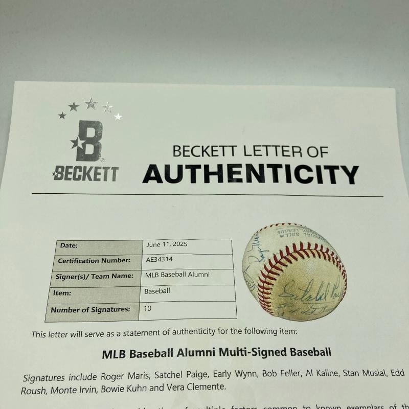 Satchel Paige Roger Maris Stan Musial HOF Legends Signed 1960's Baseball Beckett - 10