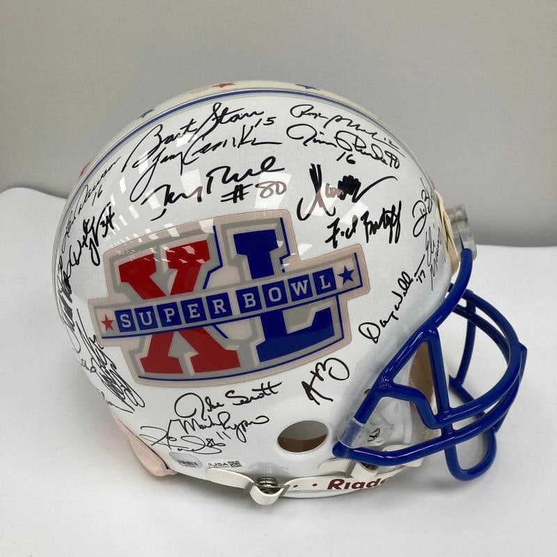 Beautiful Super Bowl MVP's Signed Helmet 40 Sigs With Tom Brady JSA COA - 11