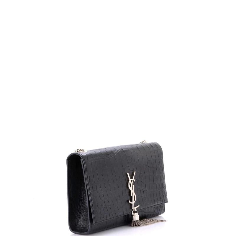 Saint Laurent Classic Monogram Tassel Crossbody Bag Crocodile Embossed Leather - 2