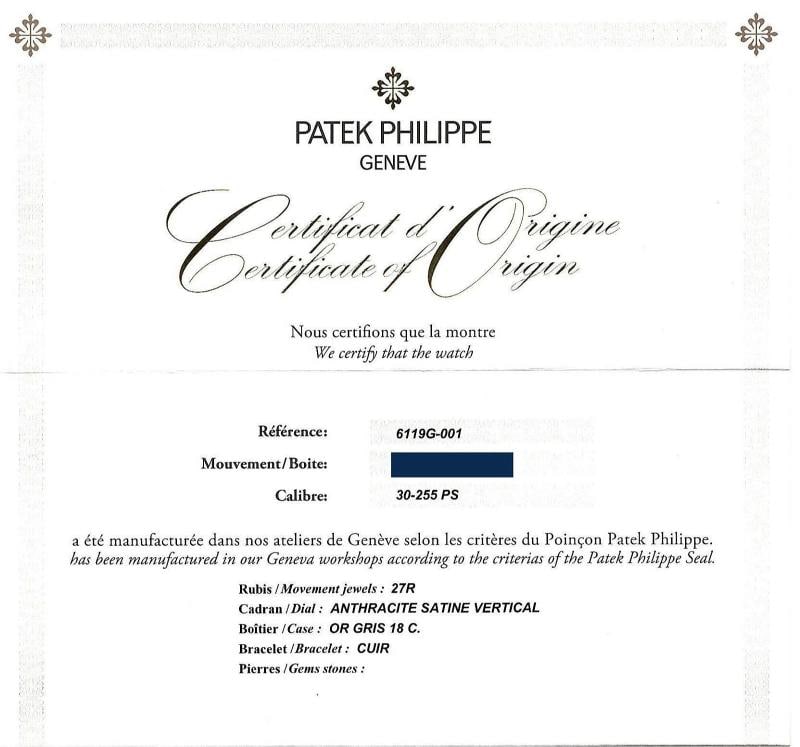 2021 PAPERS Patek Philippe 6119g 37mm White Gold Calatrava Black Leather Watch - 8