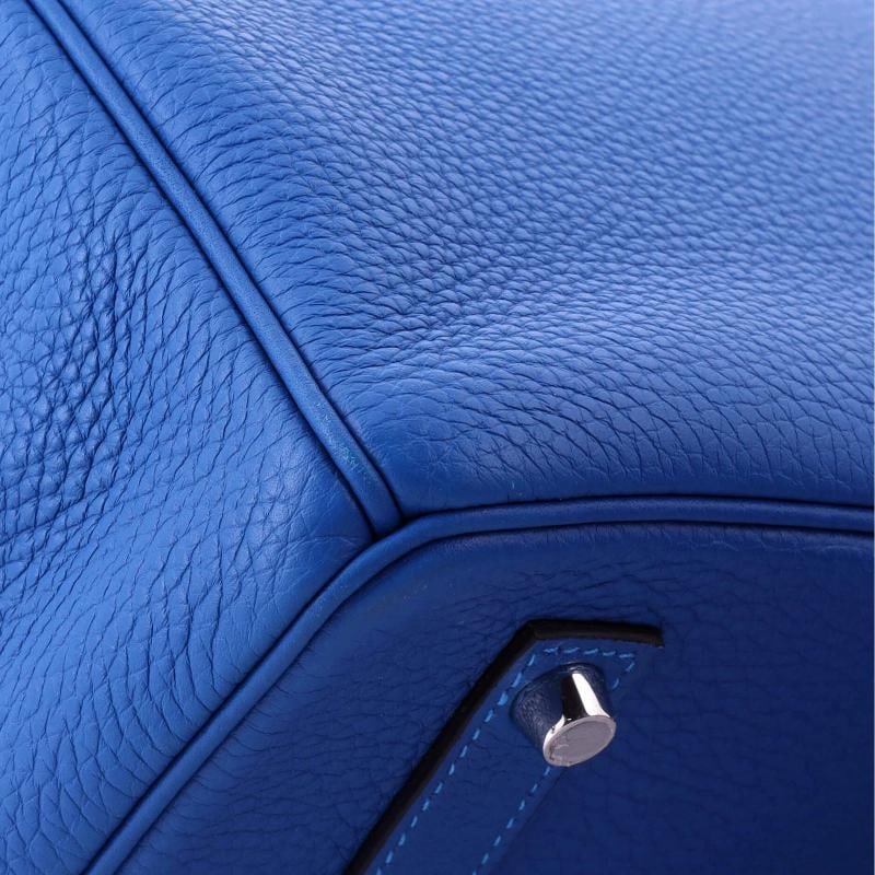 Hermes Birkin Handbag Blue Clemence with Palladium Hardware 35 - 7
