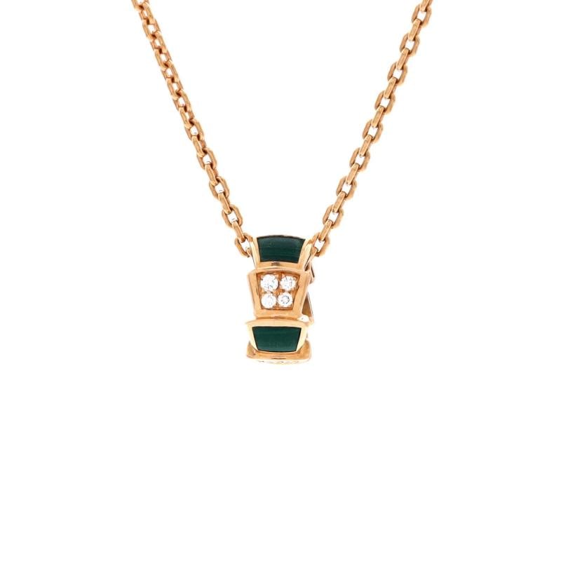Bvlgari Serpenti Viper Pendant Necklace 18K Rose Gold with Malachite: Measurements: Size: 5, Width: 1.75 mm . Condition: Pre-owned - Good,Brand: Bvlgari,Main Stone: Malachite,Metal: 18K Rose Gold,Metal Purity: 18K,Style: Pendant,Type: Necklace,Color: Rose