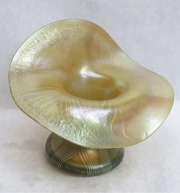 TIFFANY L.C.T. FAVRILE GLASS VASE~(6"H x 7.5"Dia) - 5