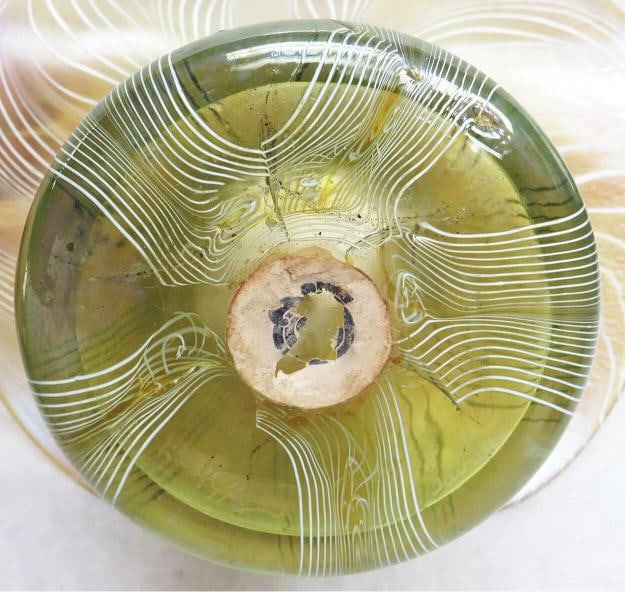 TIFFANY L.C.T. FAVRILE GLASS VASE~(6"H x 7.5"Dia) - 8