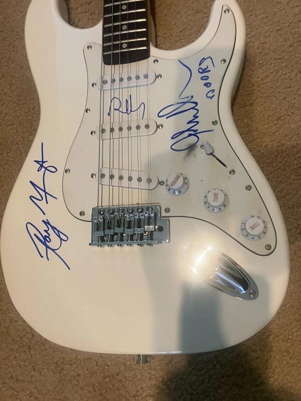 THE DOORS: Ray Manzarek, Robby Krieger & John Densmore Signed Guitar (PSA LOA) - 10