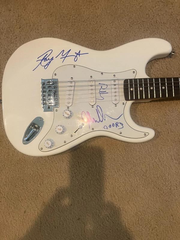 THE DOORS: Ray Manzarek, Robby Krieger & John Densmore Signed Guitar (PSA LOA) - 11