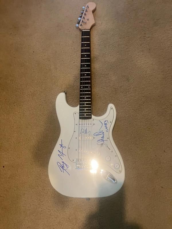 THE DOORS: Ray Manzarek, Robby Krieger & John Densmore Signed Guitar (PSA LOA) - 12