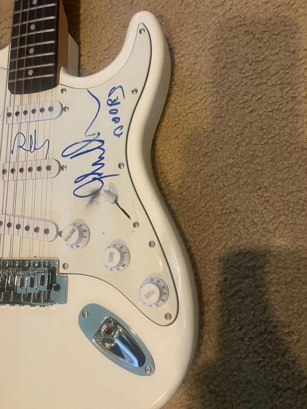 THE DOORS: Ray Manzarek, Robby Krieger & John Densmore Signed Guitar (PSA LOA) - 9