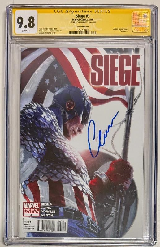CGC Signature Series Graded 9.8 Siege #3 Variant Signed by Chris Evans: Industry: Movies,Signed by: Chris Evans,Signed: Yes,Original/Reproduction: Original,Country of Origin: United States