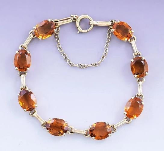 Stunning 14k Gold & ~24ct Honey Oval Citrine Bracelet - 2