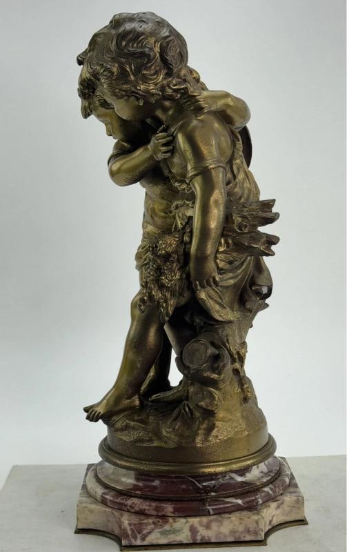 Antique Signed Auguste Moreau Gilt Bronze Allegory of Summer Statue Swivel Base - 2
