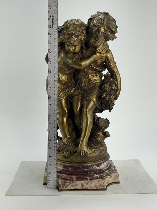 Antique Signed Auguste Moreau Gilt Bronze Allegory of Summer Statue Swivel Base - 9