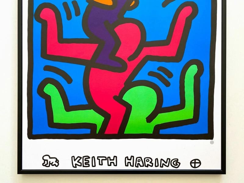 KEITH HARING ESTATE RARE 1992 LITHO PRINT FRAMED POP ART POSTER 1989~(27" W X 36 7/8" H X 1" D) - 3