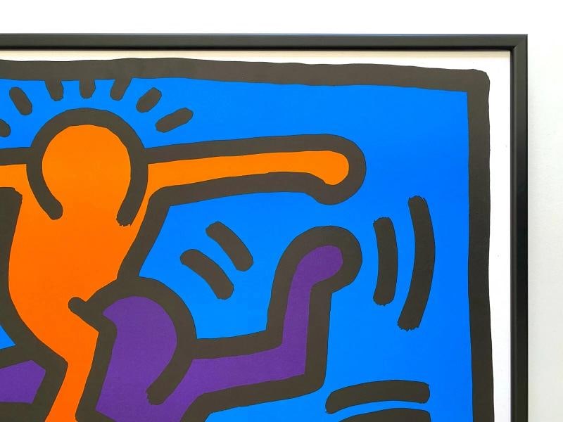 KEITH HARING ESTATE RARE 1992 LITHO PRINT FRAMED POP ART POSTER 1989~(27" W X 36 7/8" H X 1" D) - 8