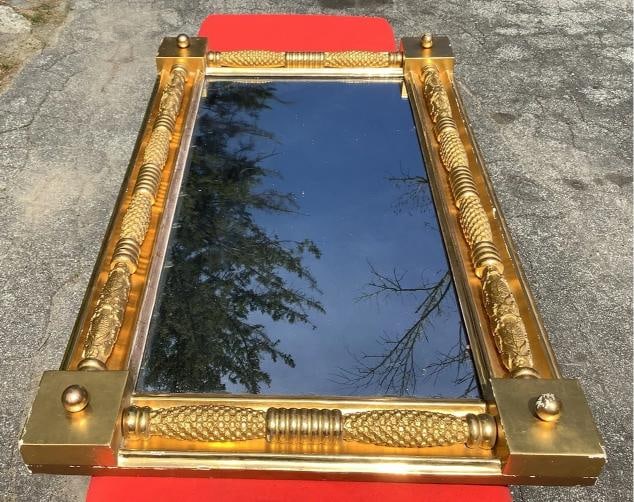 Rare Antique American Classical Gilt Pier Mirror 1800s ~(40"H x 25"W x 4"L) (1 of 11)