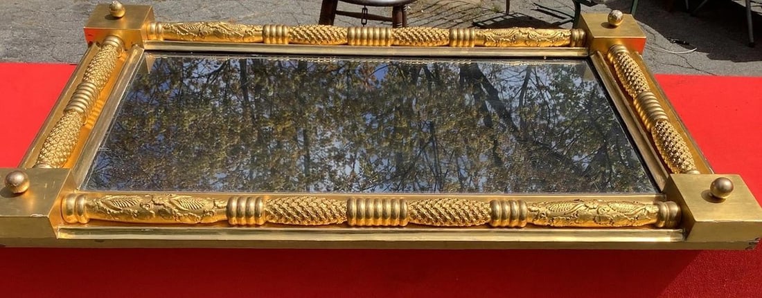 Rare Antique American Classical Gilt Pier Mirror 1800s ~(40"H x 25"W x 4"L) - 3