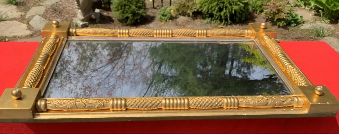 Rare Antique American Classical Gilt Pier Mirror 1800s ~(40"H x 25"W x 4"L) - 6