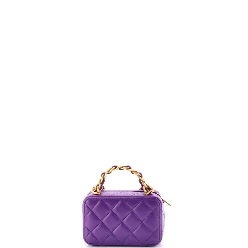 Chanel Woven Chain Top Handle Vanity Case Quilted Lambskin Mini - 3