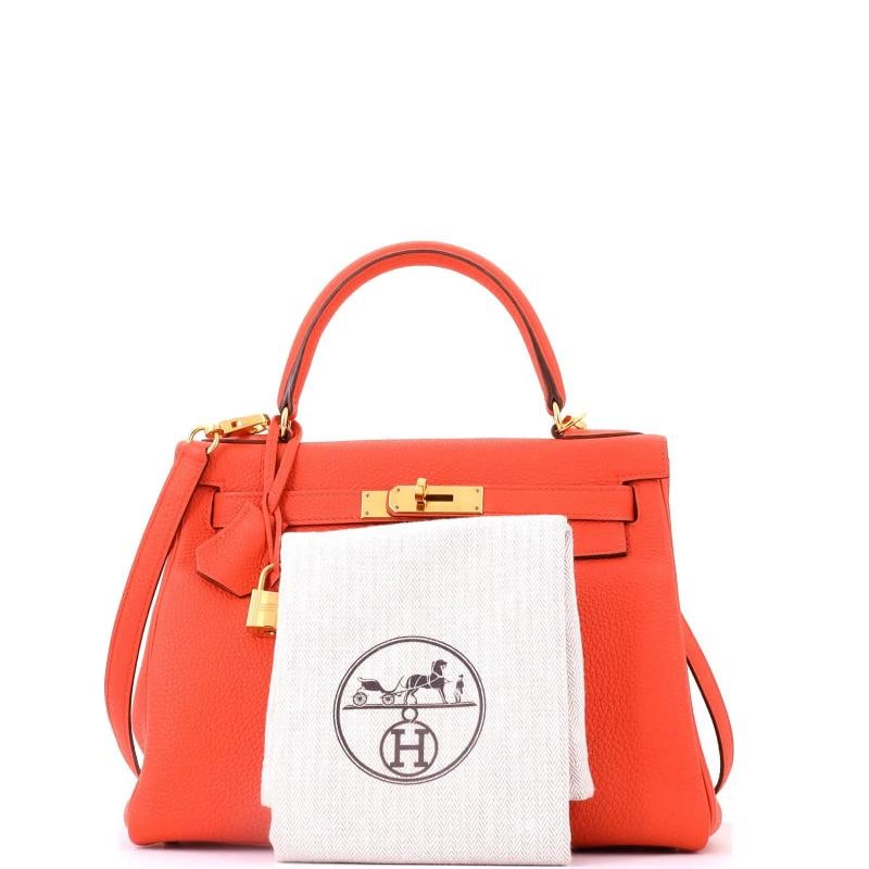 Hermes Kelly Handbag Orange Togo with Gold Hardware 28 - 2
