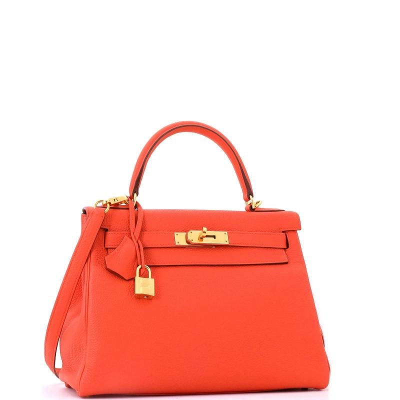 Hermes Kelly Handbag Orange Togo with Gold Hardware 28 - 3