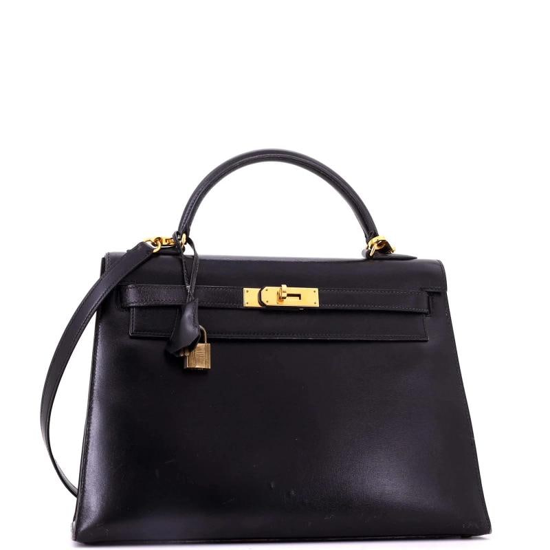 Hermes Kelly Handbag Black Box Calf with Gold Hardware 32 - 2