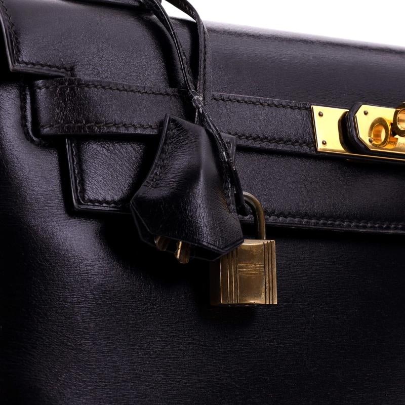 Hermes Kelly Handbag Black Box Calf with Gold Hardware 32 - 8