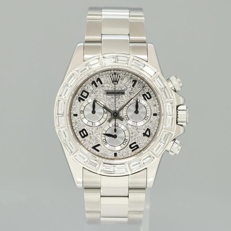 Rolex Daytona 116520 Pave Diamond Baguette Steel Chrono 40mm Watch Box - 2