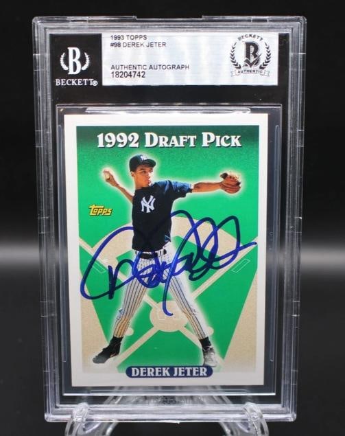 DEREK JETER SIGNED 1993 TOPPS ROOKIE CARD #98 RC BECKETT 10 AUTO BGS NY YANKEES: Condition: Graded - BGS Authentic: Professionally graded ,Autographed: Yes,League: Major League Baseball (MLB),Set: 1993 Topps,Autograph Format: Hard Signed,Signed By: Derek Jeter,Player/Athlete: Dere