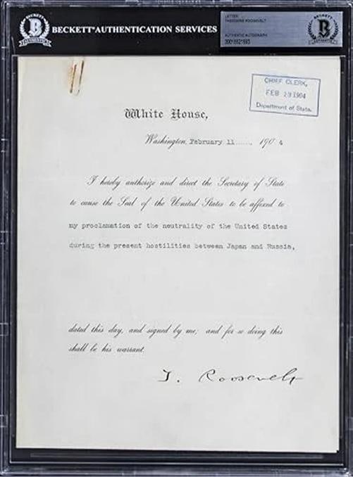 Theodore Roosevelt Signed 8x10 1904 Letter On Official WH Letterhead BAS Slabbed - 3