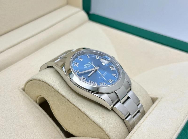 2022 Rolex Datejust 41 126300 Azzurro Blue Roman Dial Stainless Steel Box Paper - 4