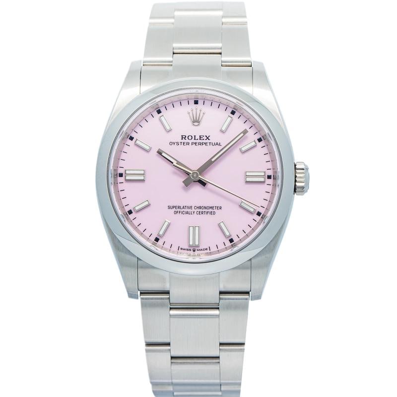 Rolex Oyster Perpetual 126000 2026 Complete SS Pink Dial Auto Unisex Watch 36mm: Case Size 36mm Wrist Fit 6.75 Box yes Papers Yes(2026) Condition Ã¢â‚¬â€ Used - Like New Full Specifications Brand Rolex Customized No Serial # 69Cxxxxx