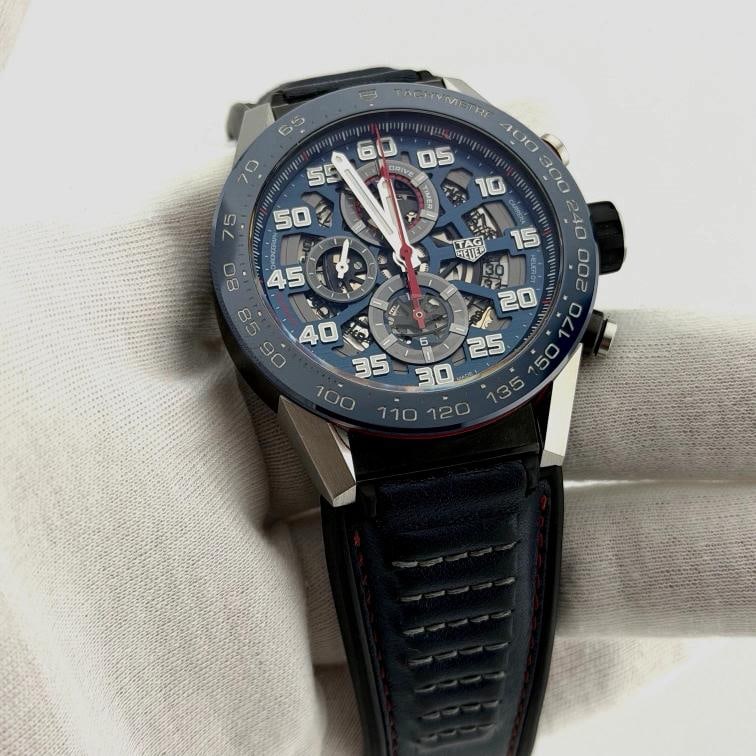 Tag Heuer Carrera Red Bull CAR2A1N.FT6100 45mm Blue Skeleton Dial Box Papers - 2