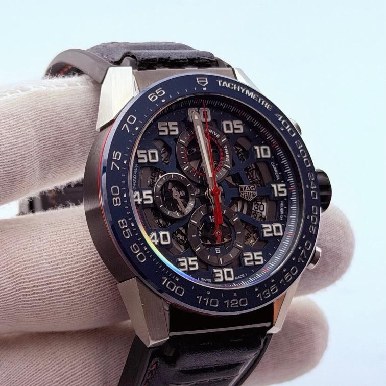 Tag Heuer Carrera Red Bull CAR2A1N.FT6100 45mm Blue Skeleton Dial Box Papers - 7
