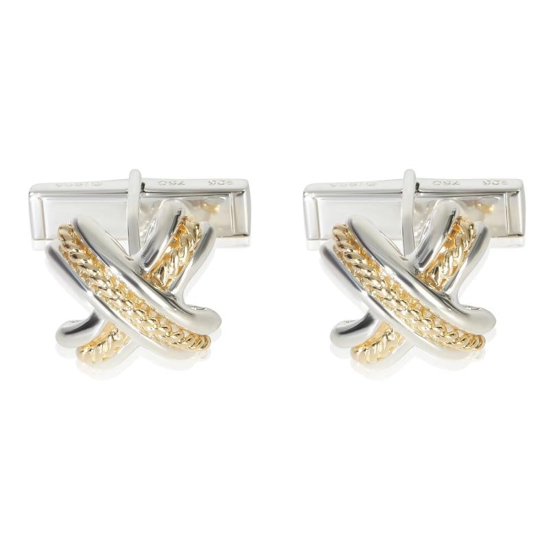 Tiffany & Co. Yellow Gold & Sterling Silver Vintage 1992 Signature X Cufflinks: Condition: Pre-owned - Good,Item Length: 23 mm,Country of Origin: Italy,With Original Box/Packaging: Yes,Side Stone Type: No Stone,Metal Purity: 18k,With Papers: No,Gross Weight (grams):