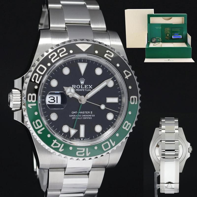 2023 NEW PAPERS Rolex GMT-Master II SPRITE Green Black Oyster Steel 126720 Watch: Brand Rolex Model GMT-Master II 'SPRITE' Reference Number 126720 VTNR Serial Number Random Year of Production 2023 Metal Steel Case Size 40.00mm Wrist Size This Rolex will fit a wrist up to 8.00
