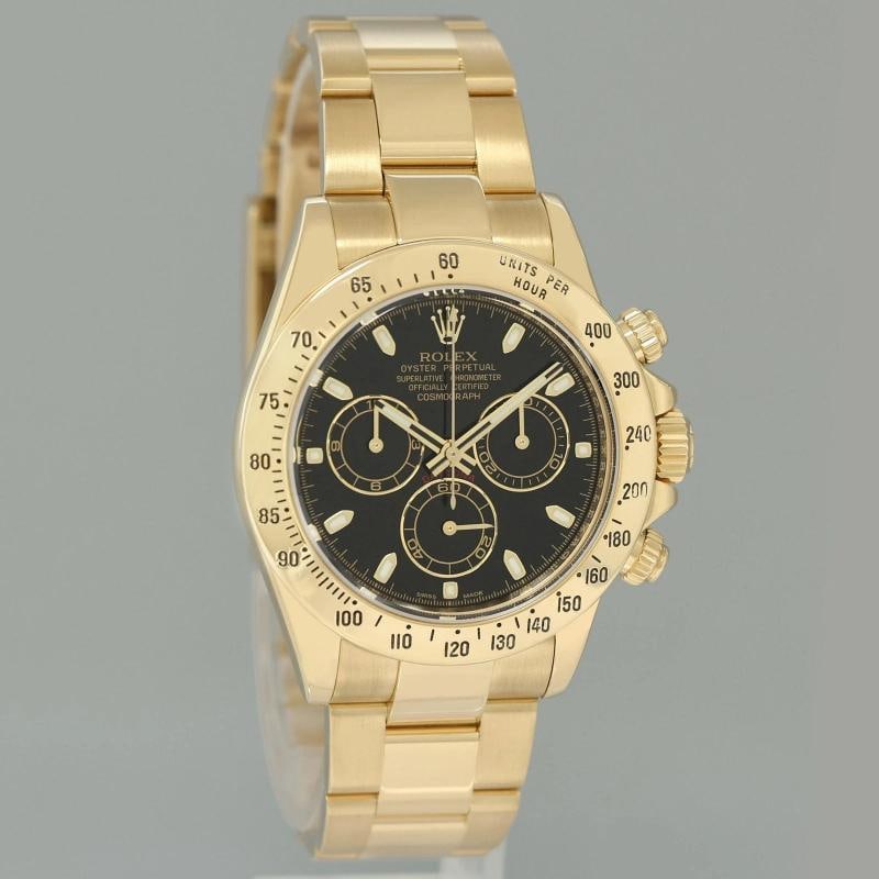 2014 MINT Rolex Daytona 116528 Black Chrono Yellow Gold 40mm Watch Box - 3