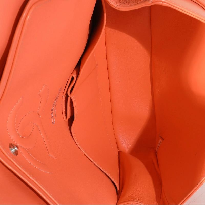 Chanel Orange Quilted Lambskin Medium Classic Double Flap Bag - 2