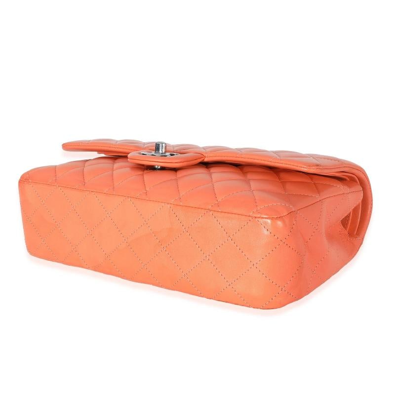 Chanel Orange Quilted Lambskin Medium Classic Double Flap Bag - 6