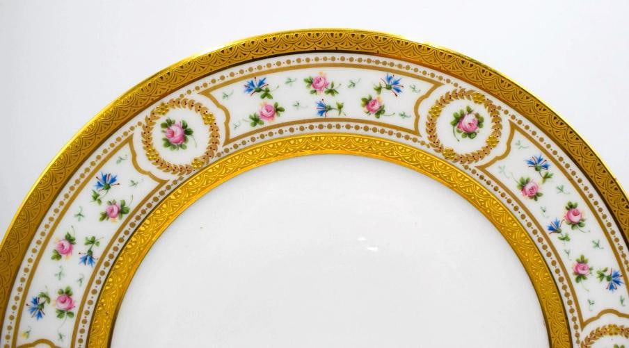 12 Large 11 Inch Hand Painted Limoges Wm. Guerin Dwyer Plates, Circa 1940 - 4