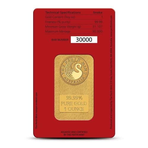 1 oz Perth Mint Lunar Year of the Snake Gold Bar (New) - 2