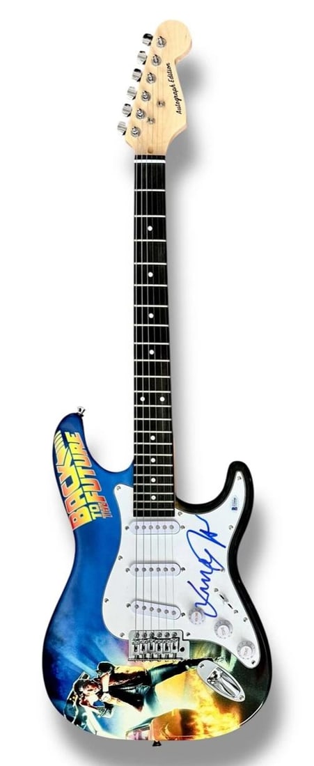Michael J Fox Signed Guitar Custom Graphics Beckett COA Back to the Future - 2