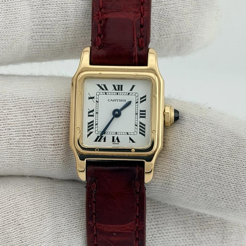 Vintage Cartier Santos Dumont Ladies 78098 White Dial 18k Yellow Gold Box Papers - 16